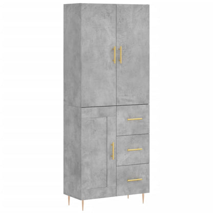 Hoge Kast 69,5X34X180 Cm Bewerkt Hout Betongrijs