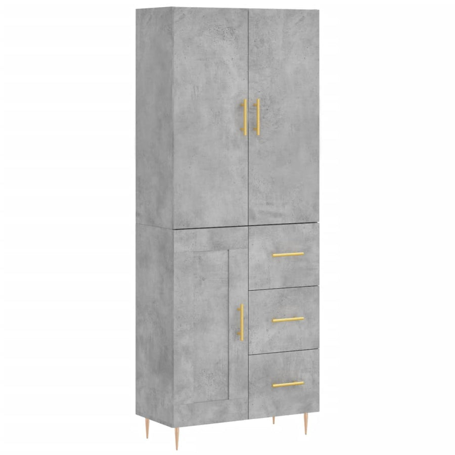 Hoge Kast 69,5X34X180 Cm Bewerkt Hout Betongrijs