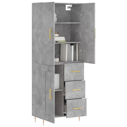 Hoge Kast 69,5X34X180 Cm Bewerkt Hout Betongrijs