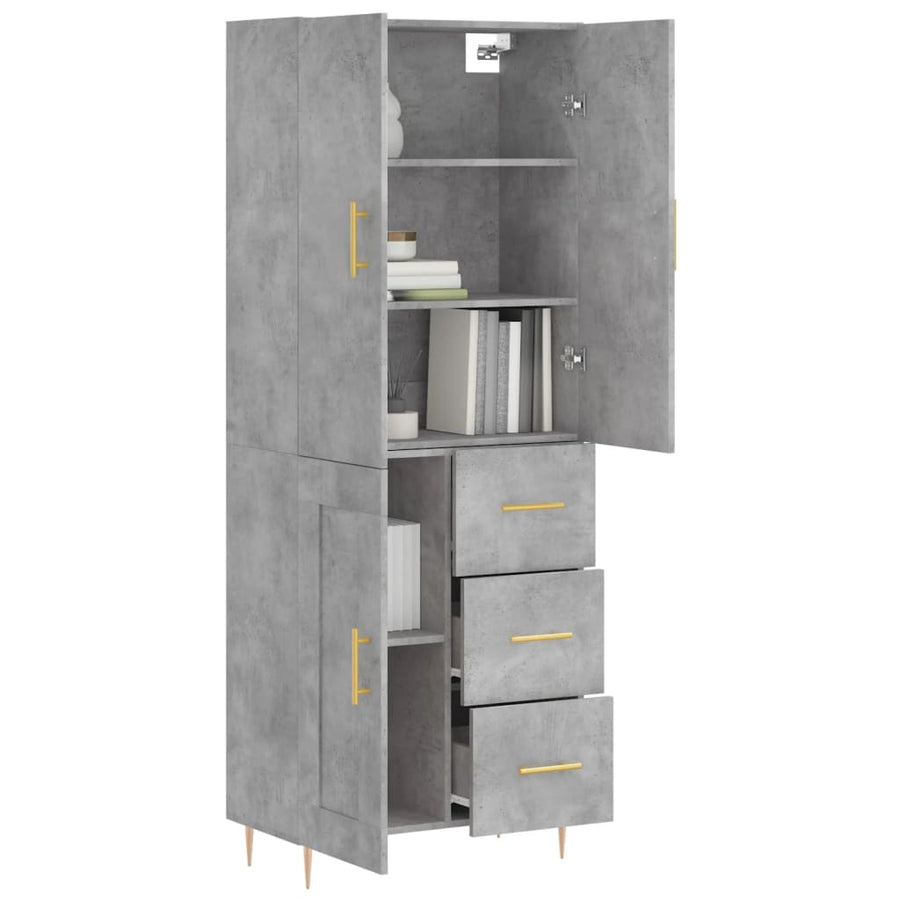 Hoge Kast 69,5X34X180 Cm Bewerkt Hout Betongrijs