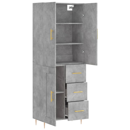 Hoge Kast 69,5X34X180 Cm Bewerkt Hout Betongrijs