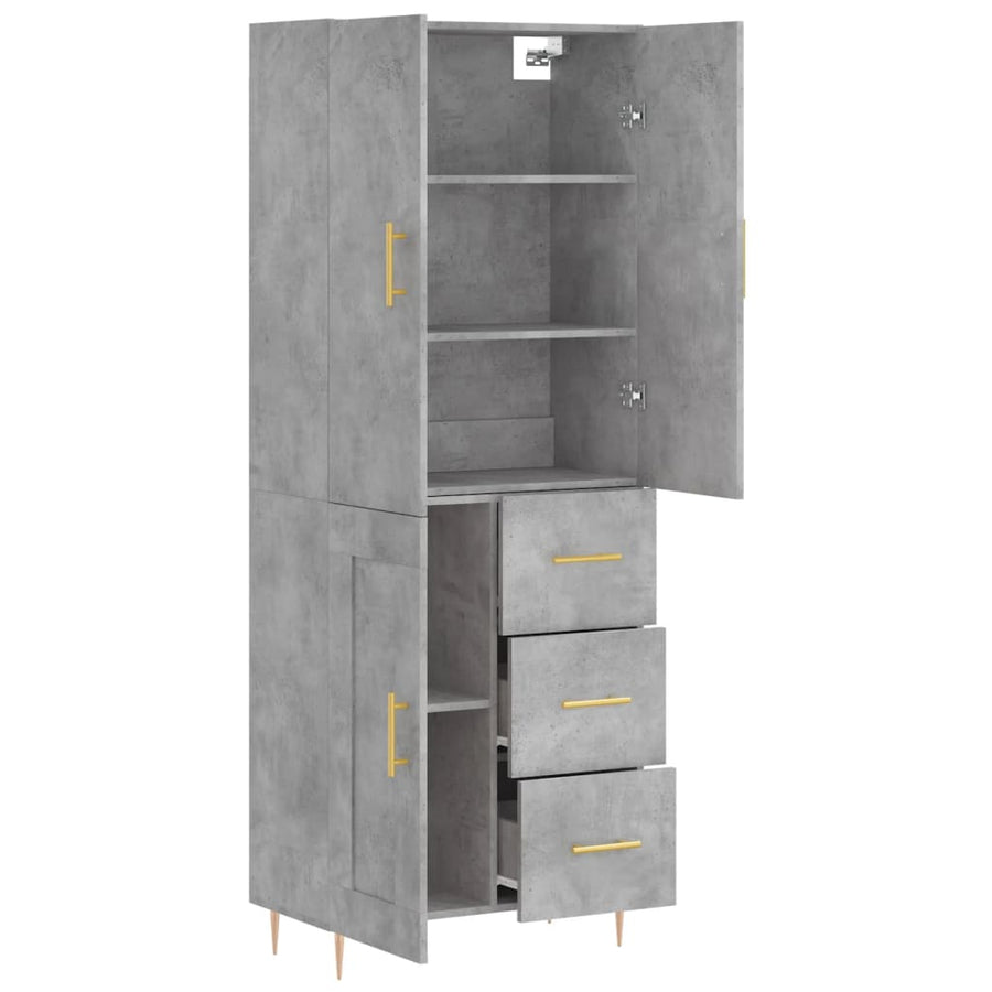 Hoge Kast 69,5X34X180 Cm Bewerkt Hout Betongrijs