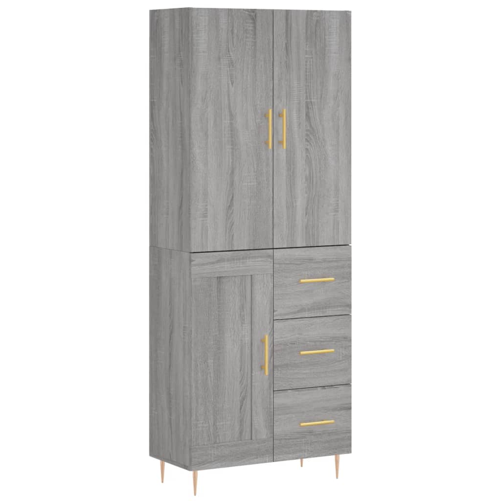 Hoge Kast 69,5X34X180 Cm Bewerkt Hout Eikenkleurig 1