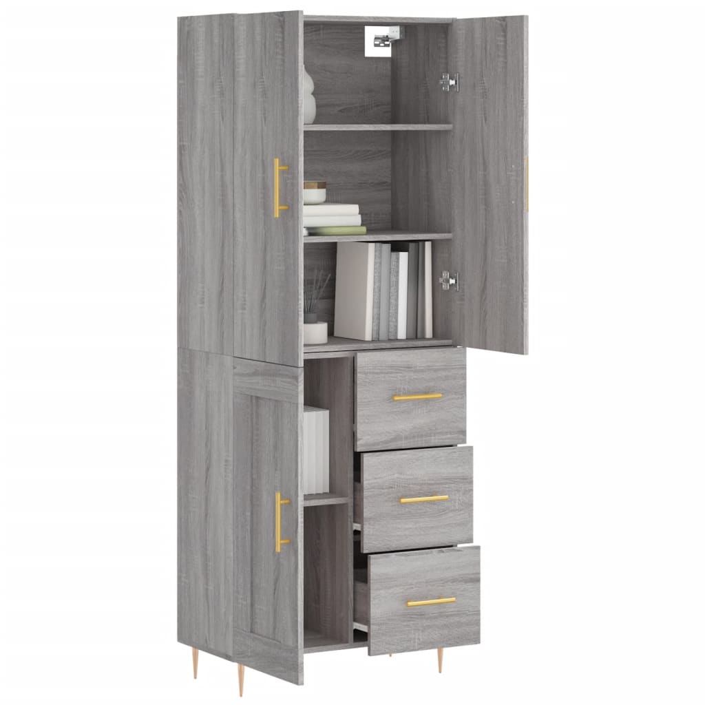 Hoge Kast 69,5X34X180 Cm Bewerkt Hout Eikenkleurig 1