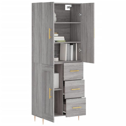 Hoge Kast 69,5X34X180 Cm Bewerkt Hout Eikenkleurig 1