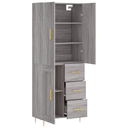 Hoge Kast 69,5X34X180 Cm Bewerkt Hout Eikenkleurig 1