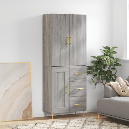 Hoge Kast 69,5X34X180 Cm Bewerkt Hout Eikenkleurig 1