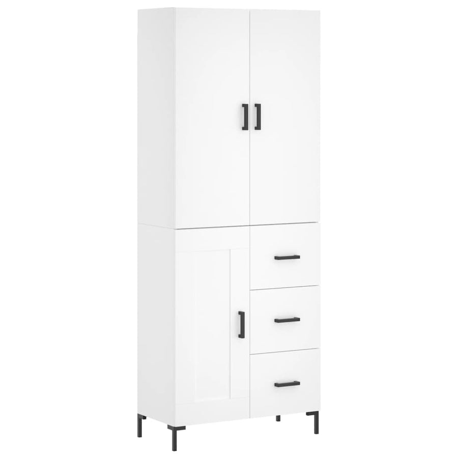 Hoge kast 69,5x34x180 cm bewerkt hout wit