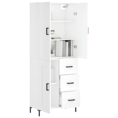 Hoge kast 69,5x34x180 cm bewerkt hout wit
