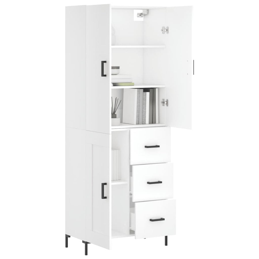 Hoge kast 69,5x34x180 cm bewerkt hout wit