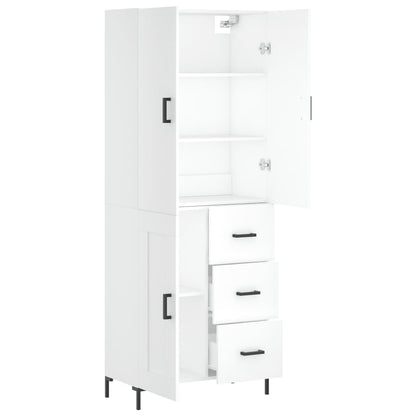Hoge kast 69,5x34x180 cm bewerkt hout wit