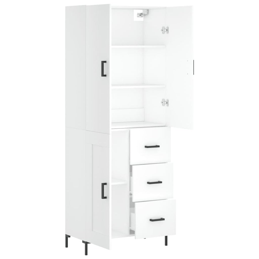 Hoge kast 69,5x34x180 cm bewerkt hout wit