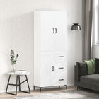 Tall cabinet 69.5x34x180 cm distressed wood white