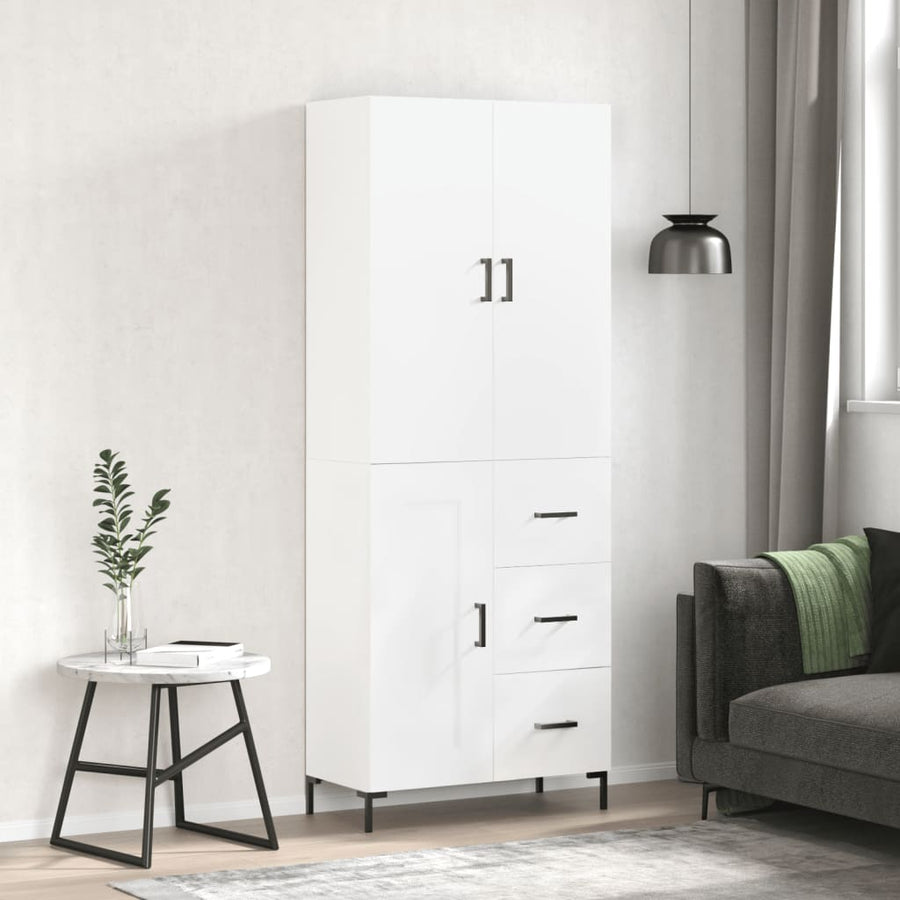 Hoge kast 69,5x34x180 cm bewerkt hout wit