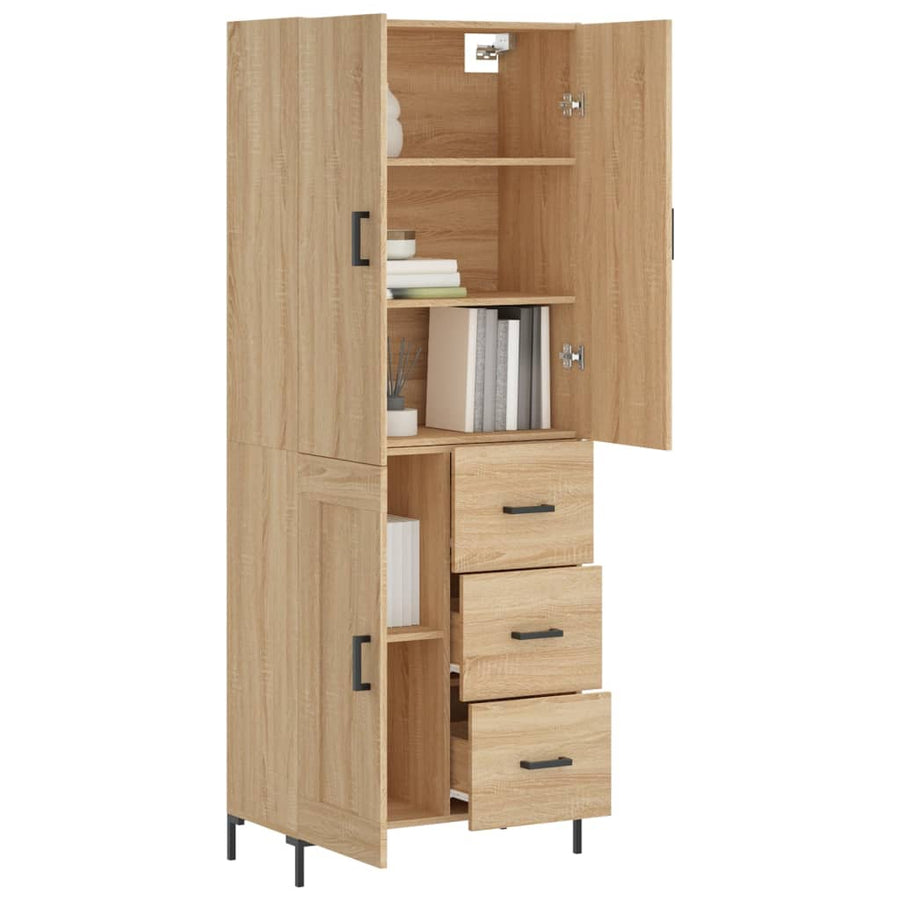 Hoge Kast 69,5X34X180 Cm Bewerkt Hout Kleurig Sonoma eiken