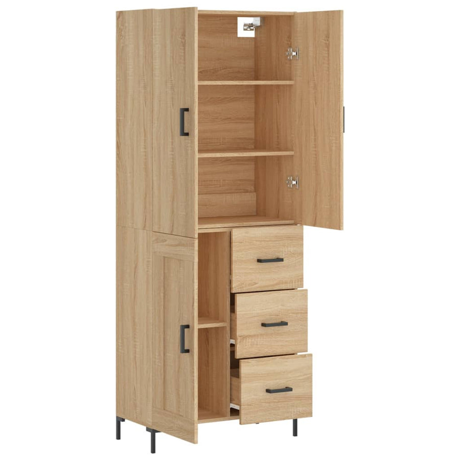 Hoge Kast 69,5X34X180 Cm Bewerkt Hout Kleurig Sonoma eiken
