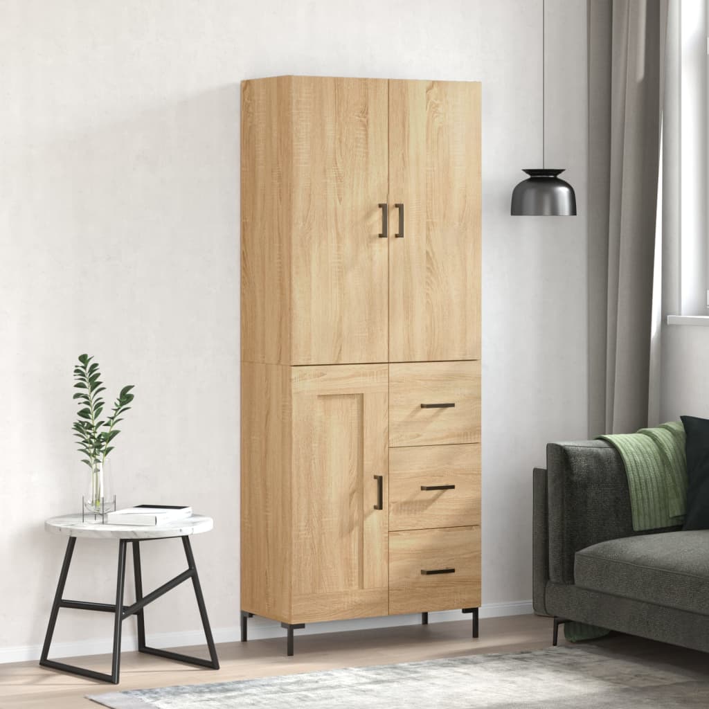 Hoge Kast 69,5X34X180 Cm Bewerkt Hout Kleurig Sonoma eiken