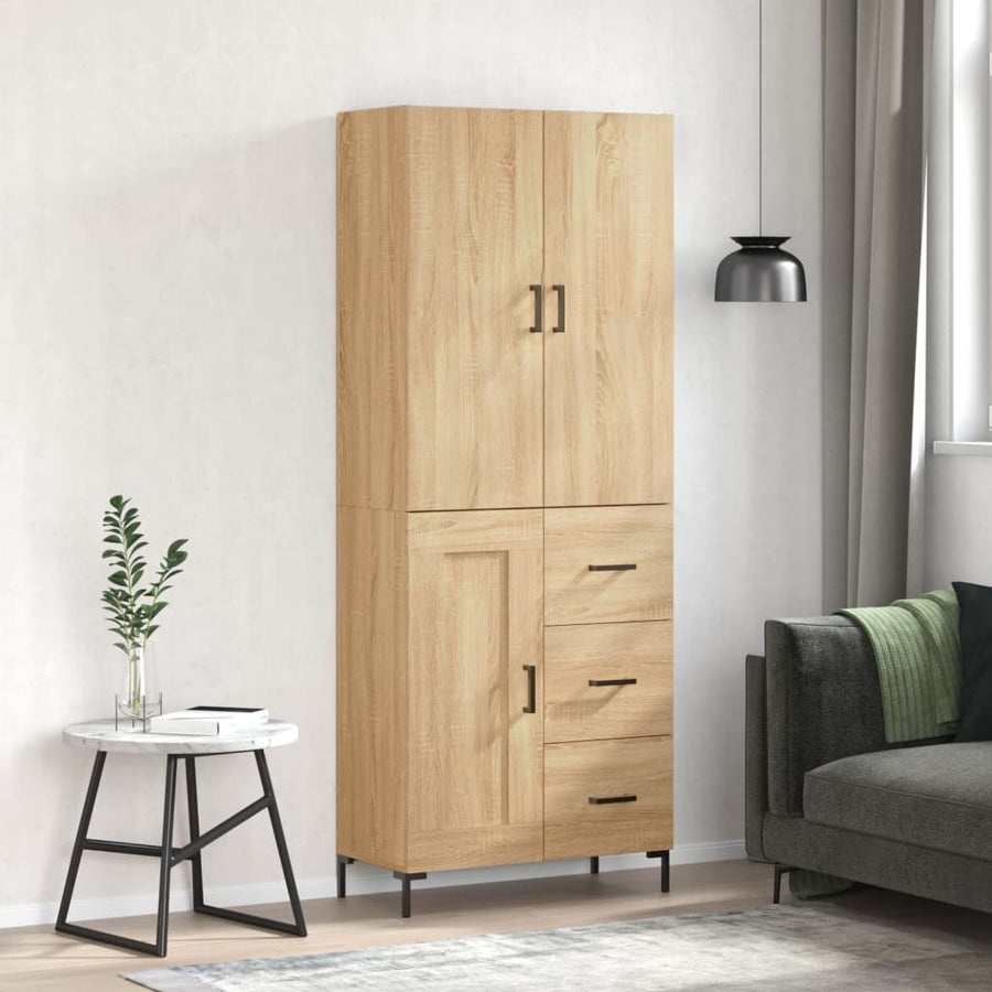 Hoge Kast 69,5X34X180 Cm Bewerkt Hout Kleurig Sonoma eiken