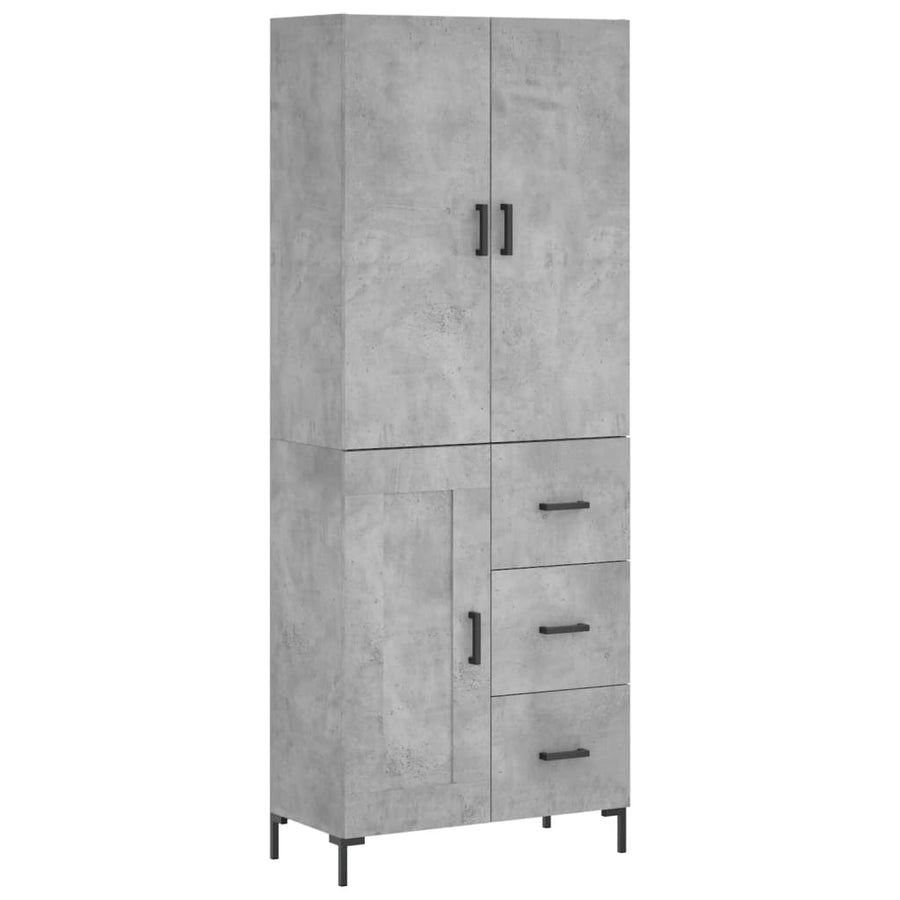 Hoge Kast 69,5X34X180 Cm Bewerkt Hout Betongrijs