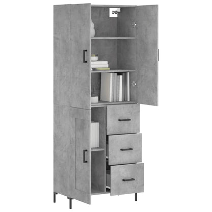 Hoge Kast 69,5X34X180 Cm Bewerkt Hout Betongrijs