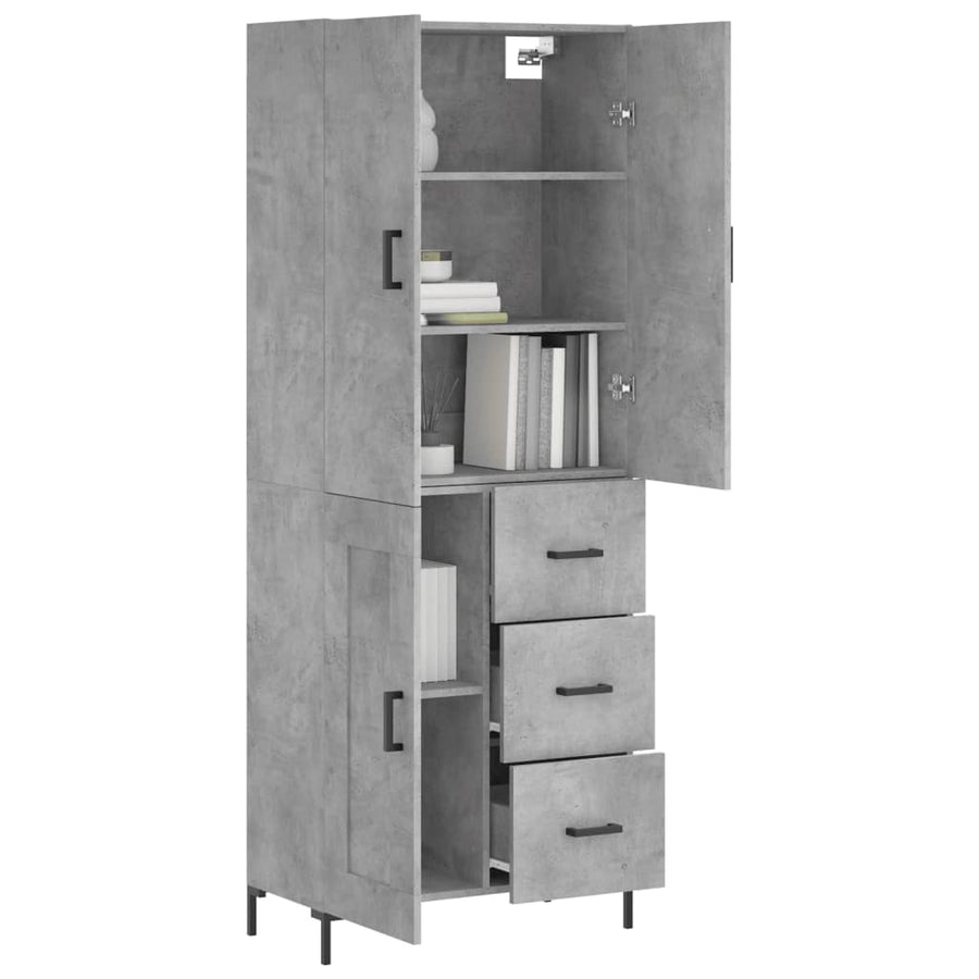 Hoge Kast 69,5X34X180 Cm Bewerkt Hout Betongrijs