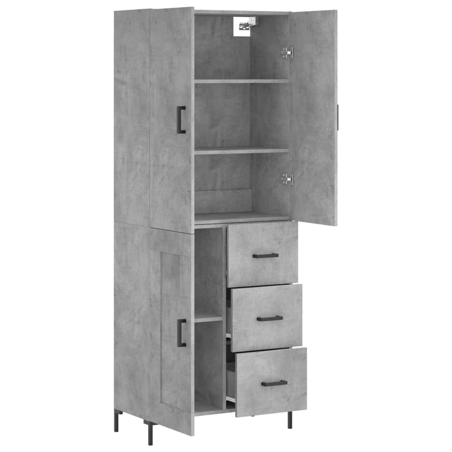 Hoge Kast 69,5X34X180 Cm Bewerkt Hout Betongrijs