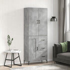 Hoge kast 69,5x34x180 cm bewerkt hout betongrijs