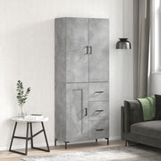Hoge kast 69,5x34x180 cm bewerkt hout betongrijs