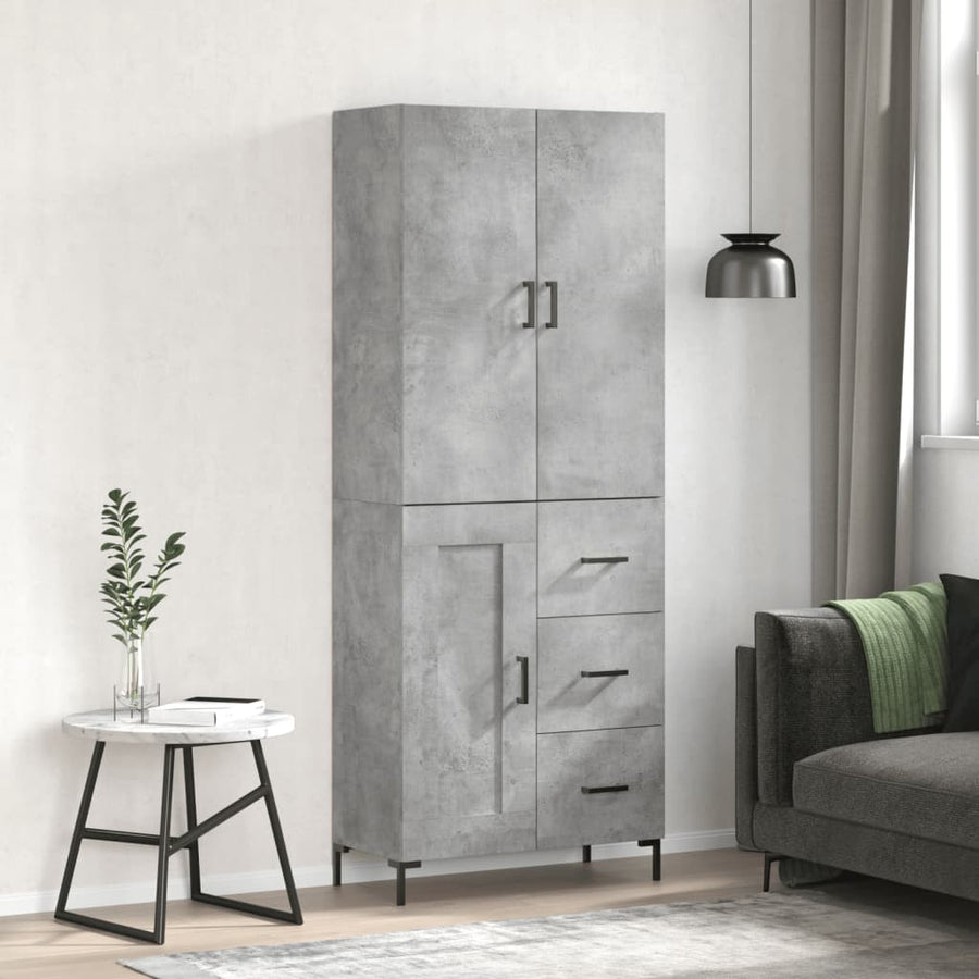 Hoge Kast 69,5X34X180 Cm Bewerkt Hout Betongrijs