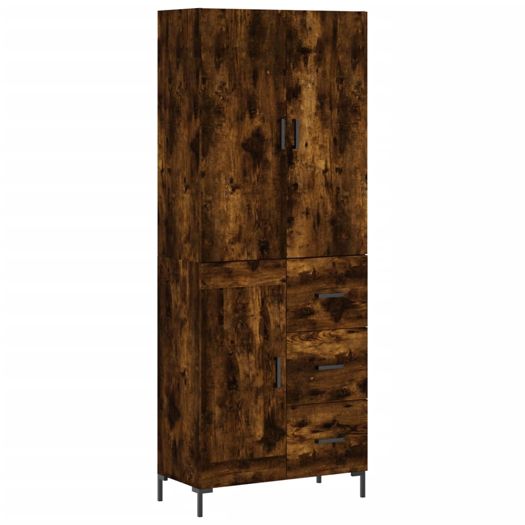 Hoge Kast 69,5X34X180 Cm Bewerkt Hout Kleurig Gerookt eiken