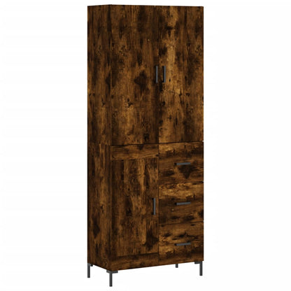 Hoge Kast 69,5X34X180 Cm Bewerkt Hout Kleurig Gerookt eiken