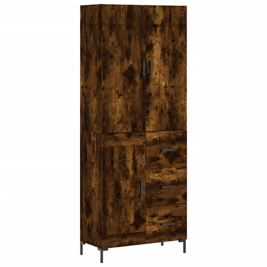 Hoge Kast 69,5X34X180 Cm Bewerkt Hout Kleurig Gerookt eiken