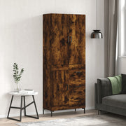 Hoge kast 69,5x34x180 cm bewerkt hout gerookt eiken