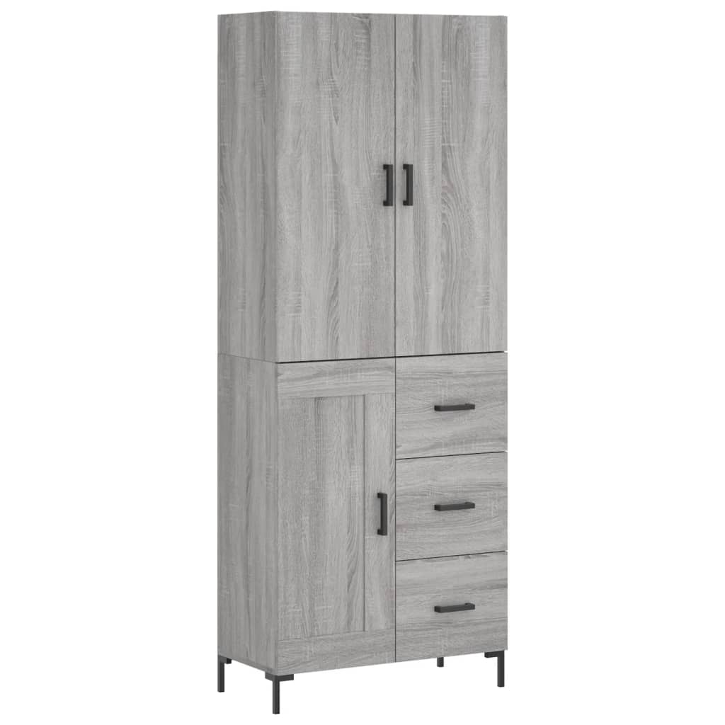 Hoge Kast 69,5X34X180 Cm Bewerkt Hout Eikenkleurig Grijs sonoma