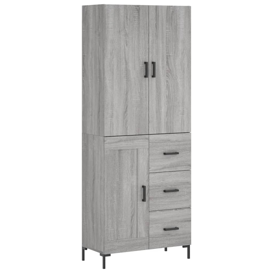 Hoge Kast 69,5X34X180 Cm Bewerkt Hout Eikenkleurig Grijs sonoma