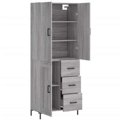 Hoge Kast 69,5X34X180 Cm Bewerkt Hout Eikenkleurig Grijs sonoma
