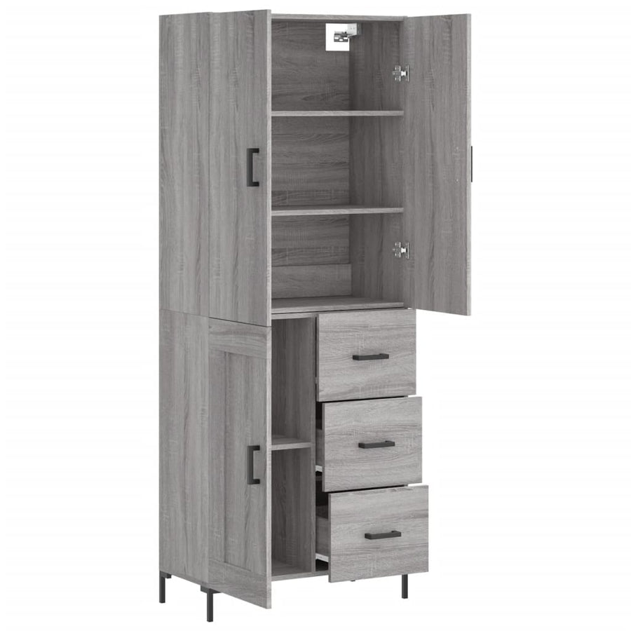 Hoge Kast 69,5X34X180 Cm Bewerkt Hout Eikenkleurig Grijs sonoma