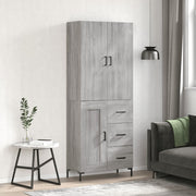 Hoge kast 69,5x34x180 cm bewerkt hout grijs sonoma