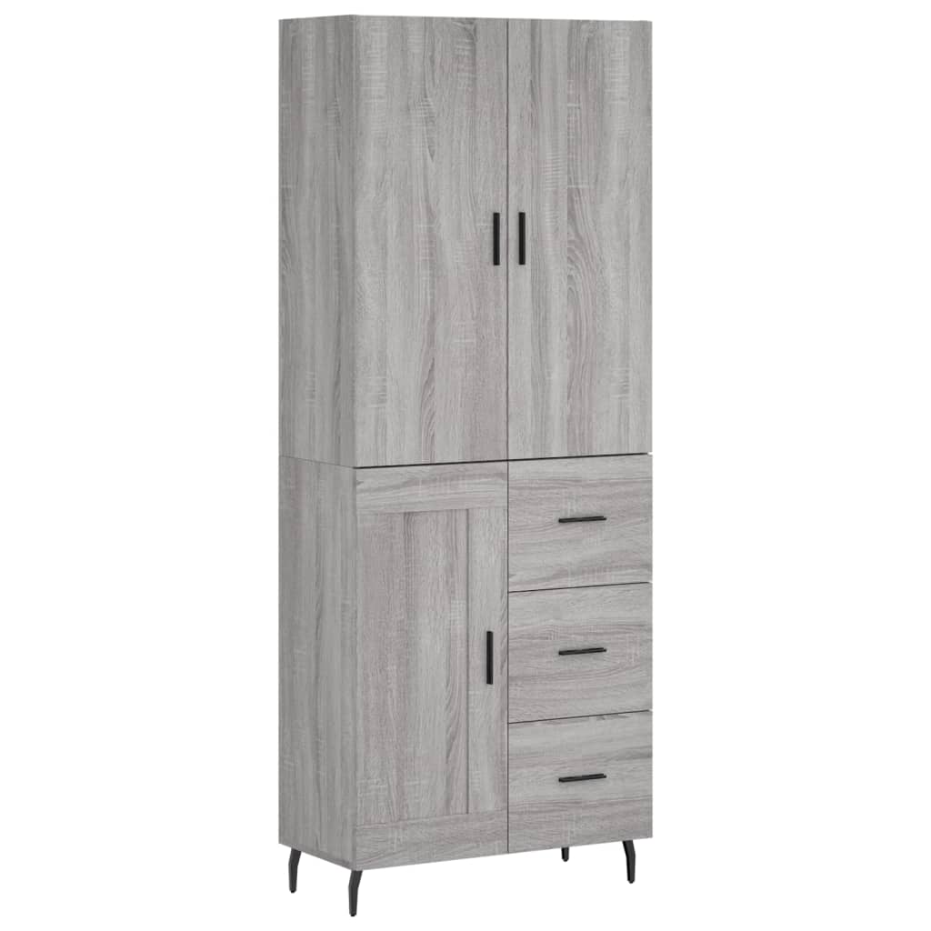 Hoge Kast 69,5X34X180 Cm Bewerkt Hout Eikenkleurig Grijs sonoma