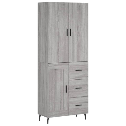 Hoge Kast 69,5X34X180 Cm Bewerkt Hout Eikenkleurig Grijs sonoma