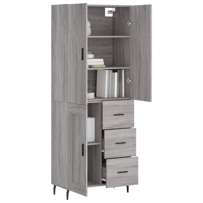 Hoge Kast 69,5X34X180 Cm Bewerkt Hout Eikenkleurig Grijs sonoma