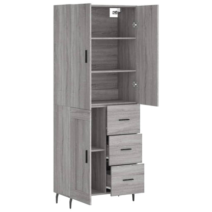 Hoge Kast 69,5X34X180 Cm Bewerkt Hout Eikenkleurig Grijs sonoma
