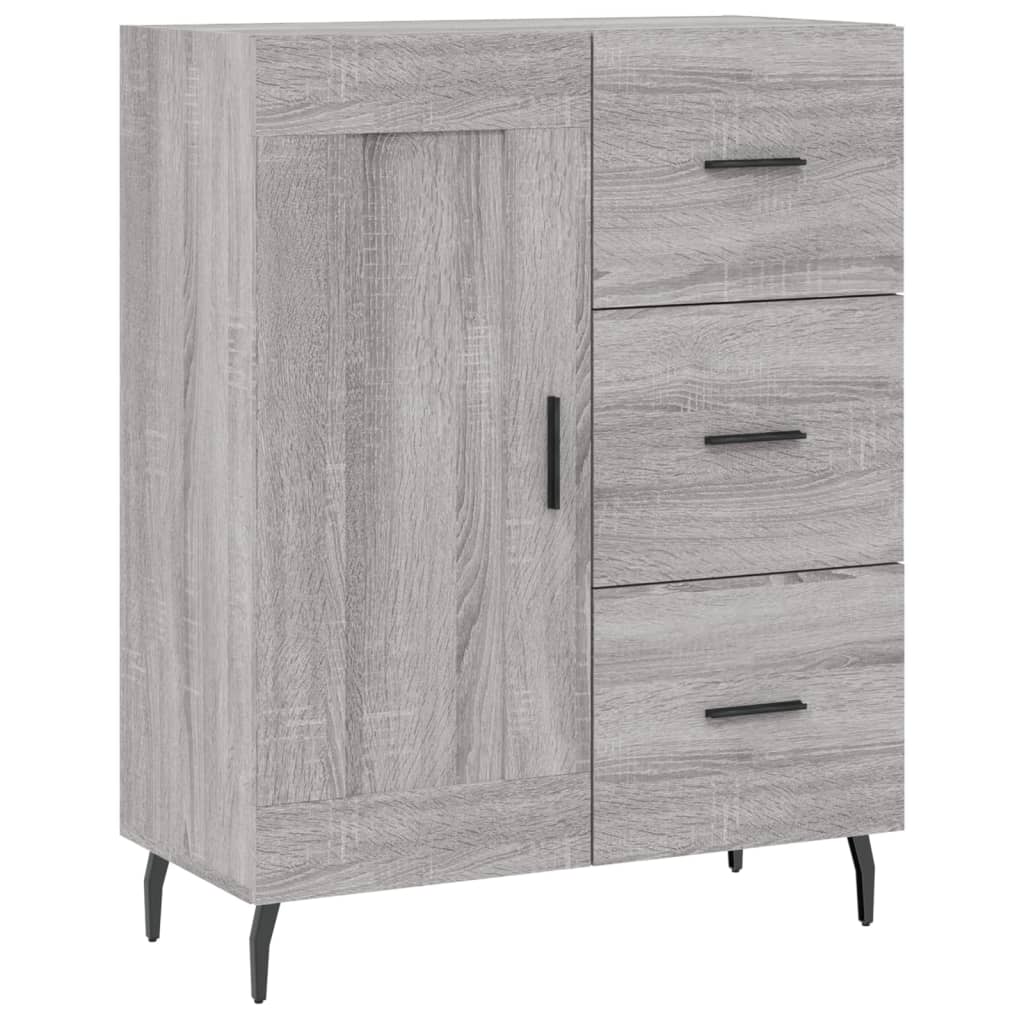 Hoge Kast 69,5X34X180 Cm Bewerkt Hout Eikenkleurig Grijs sonoma