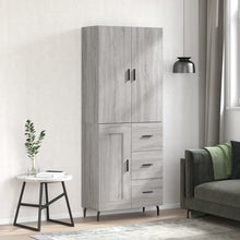 Hoge Kast 69,5X34X180 Cm Bewerkt Hout Eikenkleurig Grijs sonoma