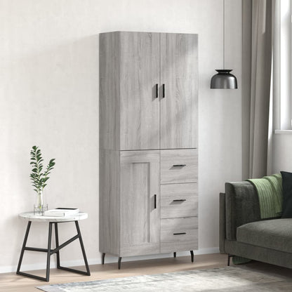Hoge Kast 69,5X34X180 Cm Bewerkt Hout Eikenkleurig Grijs sonoma