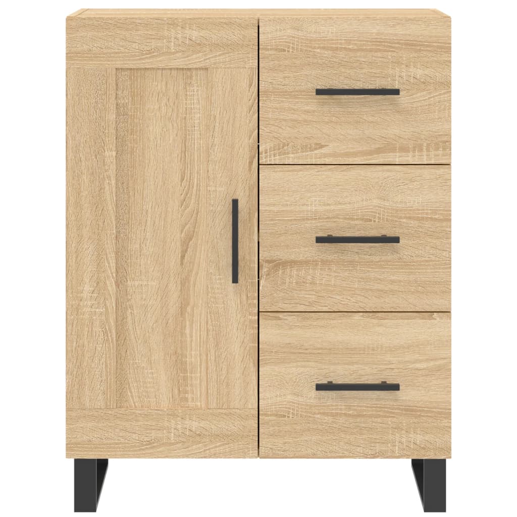 Hoge Kast 69,5X34X80 Cm Bewerkt Hout Kleurig Sonoma eiken 1 houten deur 3 lades