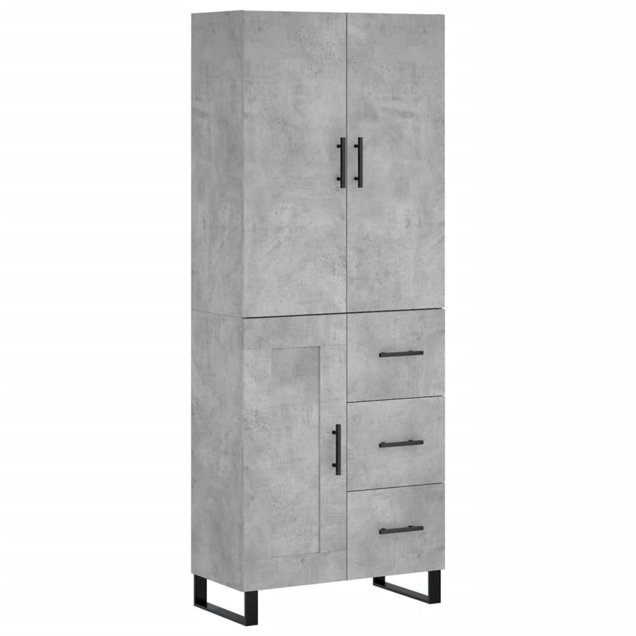 Hoge Kast 69,5X34X180 Cm Bewerkt Hout Betongrijs
