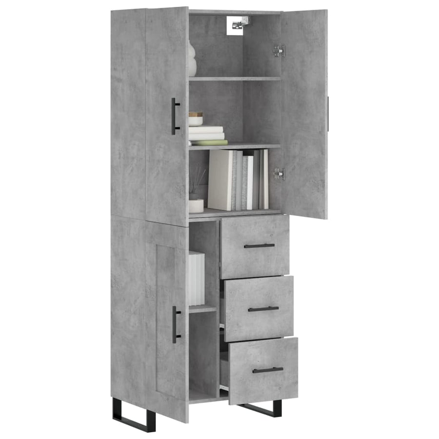 Hoge Kast 69,5X34X180 Cm Bewerkt Hout Betongrijs