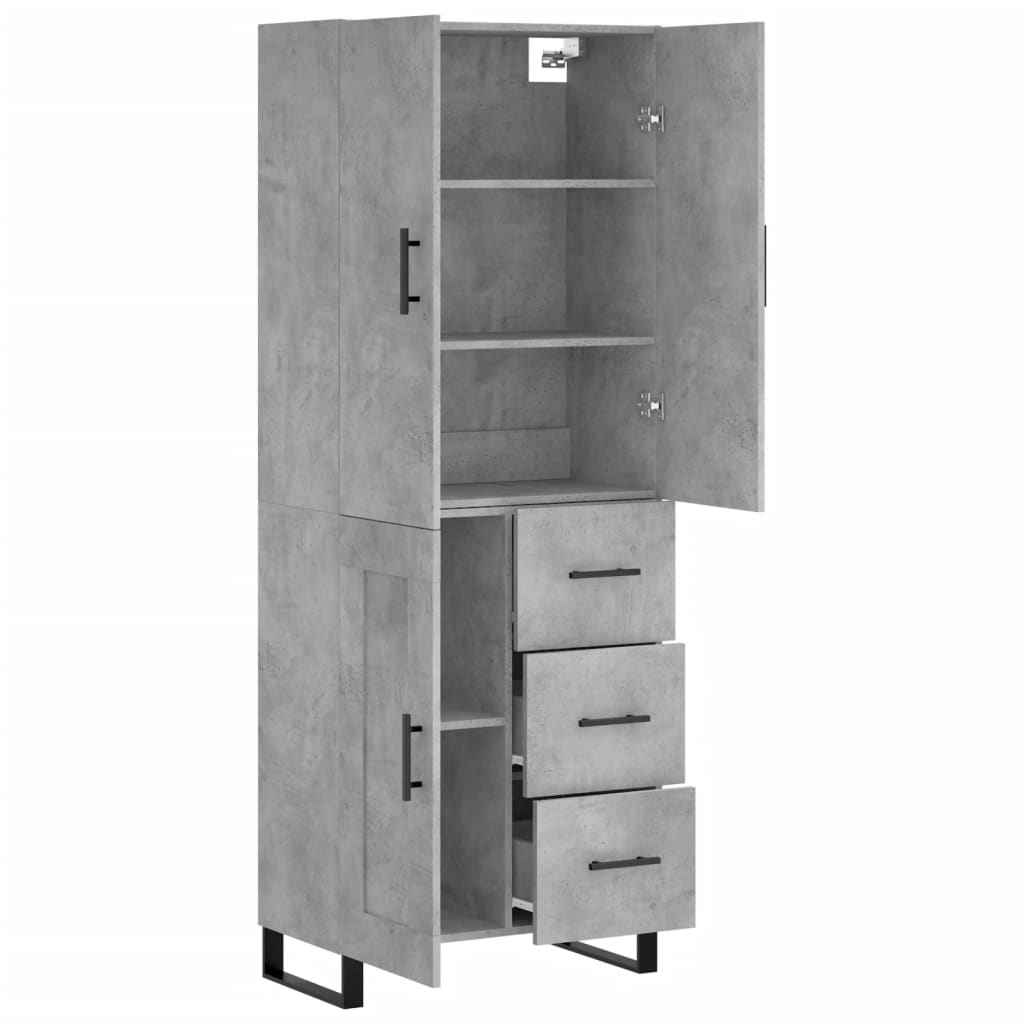 Hoge Kast 69,5X34X180 Cm Bewerkt Hout Betongrijs
