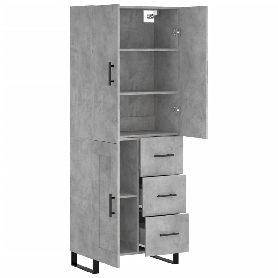 Hoge Kast 69,5X34X180 Cm Bewerkt Hout Betongrijs